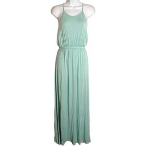 THE HANGER Light Teal Green Blue Strappy Racerback Stretchy Maxi Dress Medium